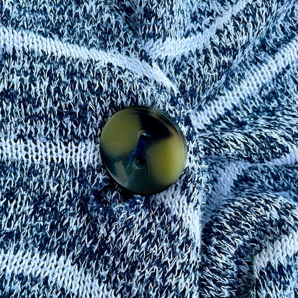 AB Studio Womens Gray Striped Asymmetrical Hem Cardigan Sweater Size L - Picture 5 of 6